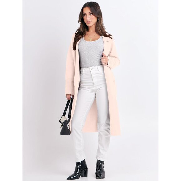 Womens Apricot  Cardigan Sweater 2025 Fall Outfits Knitted Lapel Long Coats - Picture 7 of 8